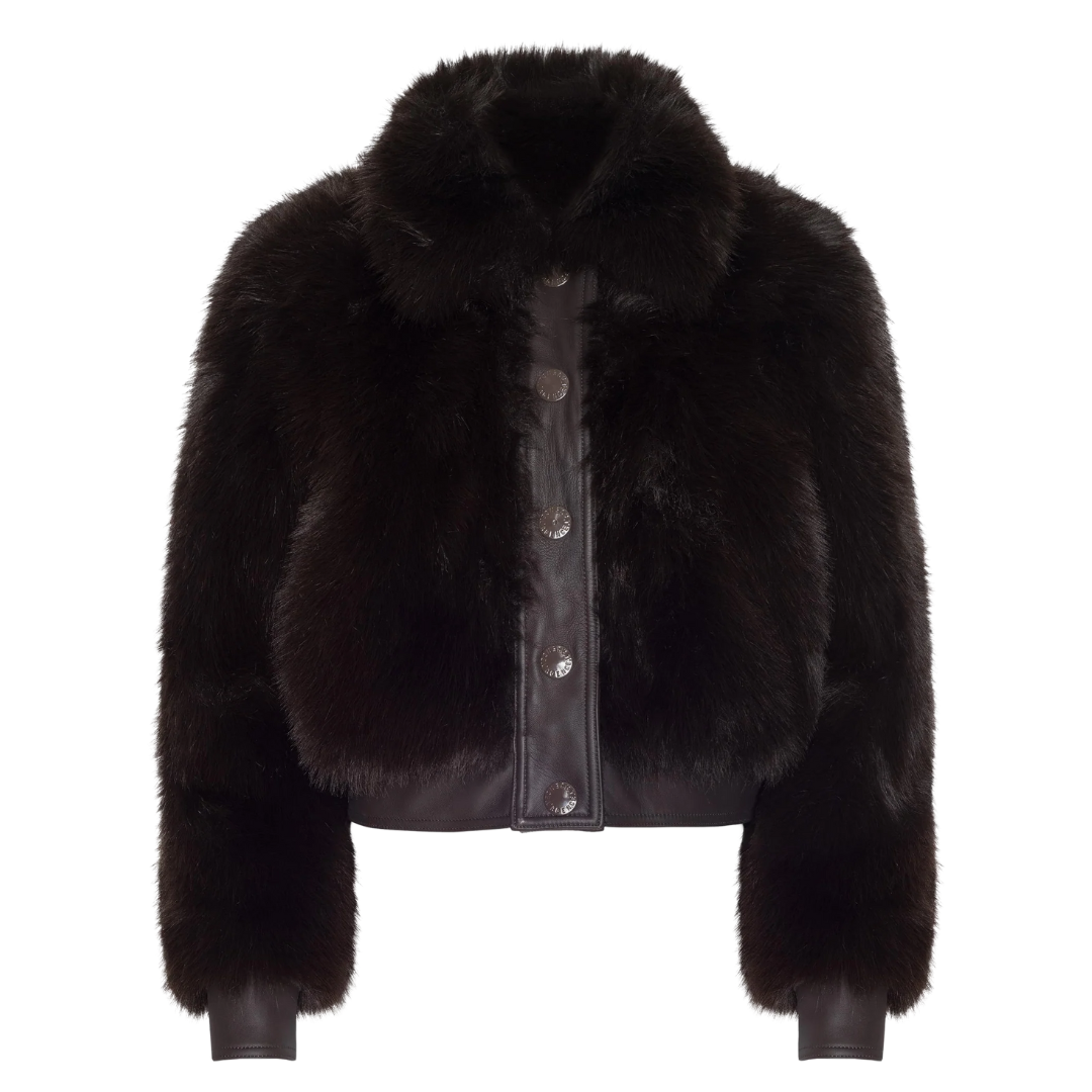 Clara Faux Fur Jacket in Coffee Bean
