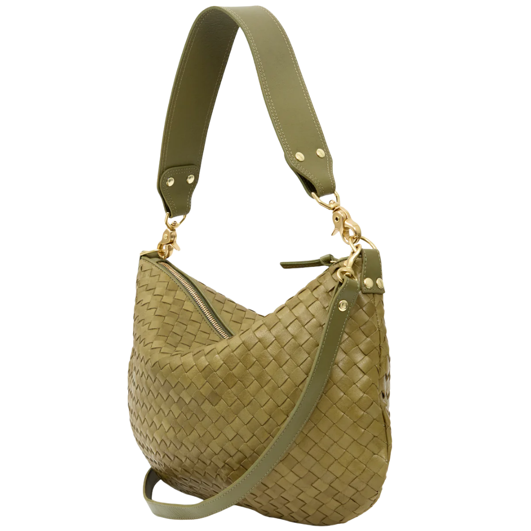 Moyen Messenger in Olive Diagonal Woven