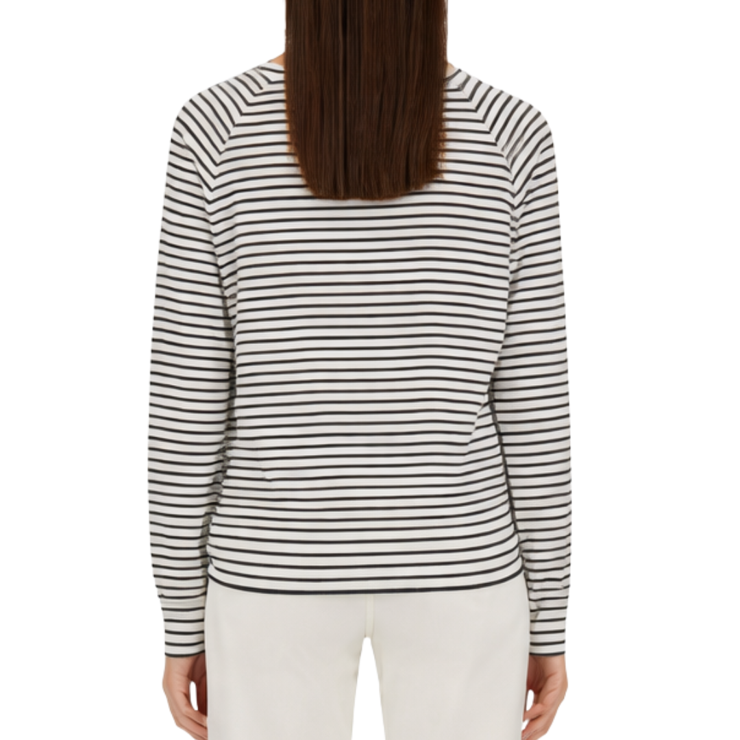 Long-Sleeved T-Shirt In Glam Knit Effect in Blue Striped