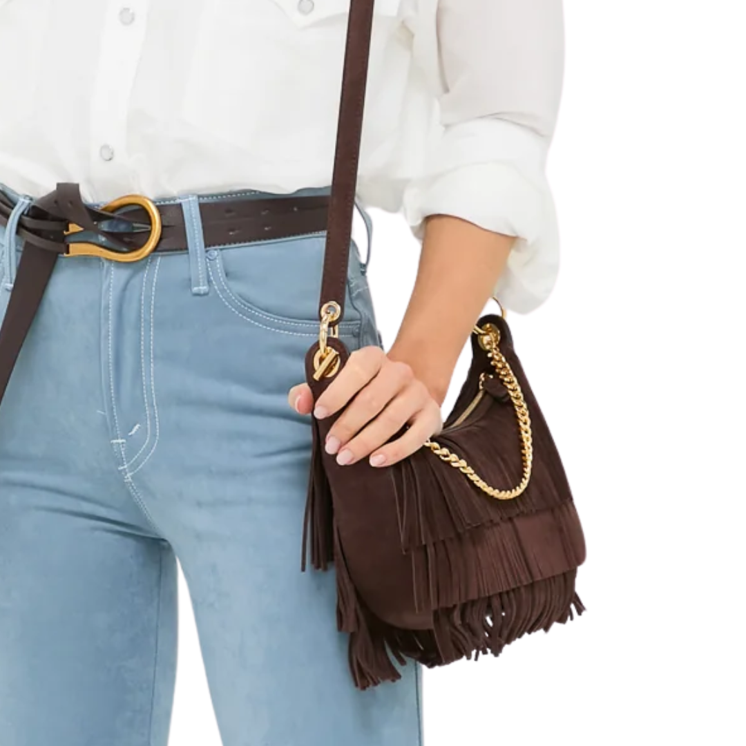 Small Fringe Fortune Crossbody in Espresso