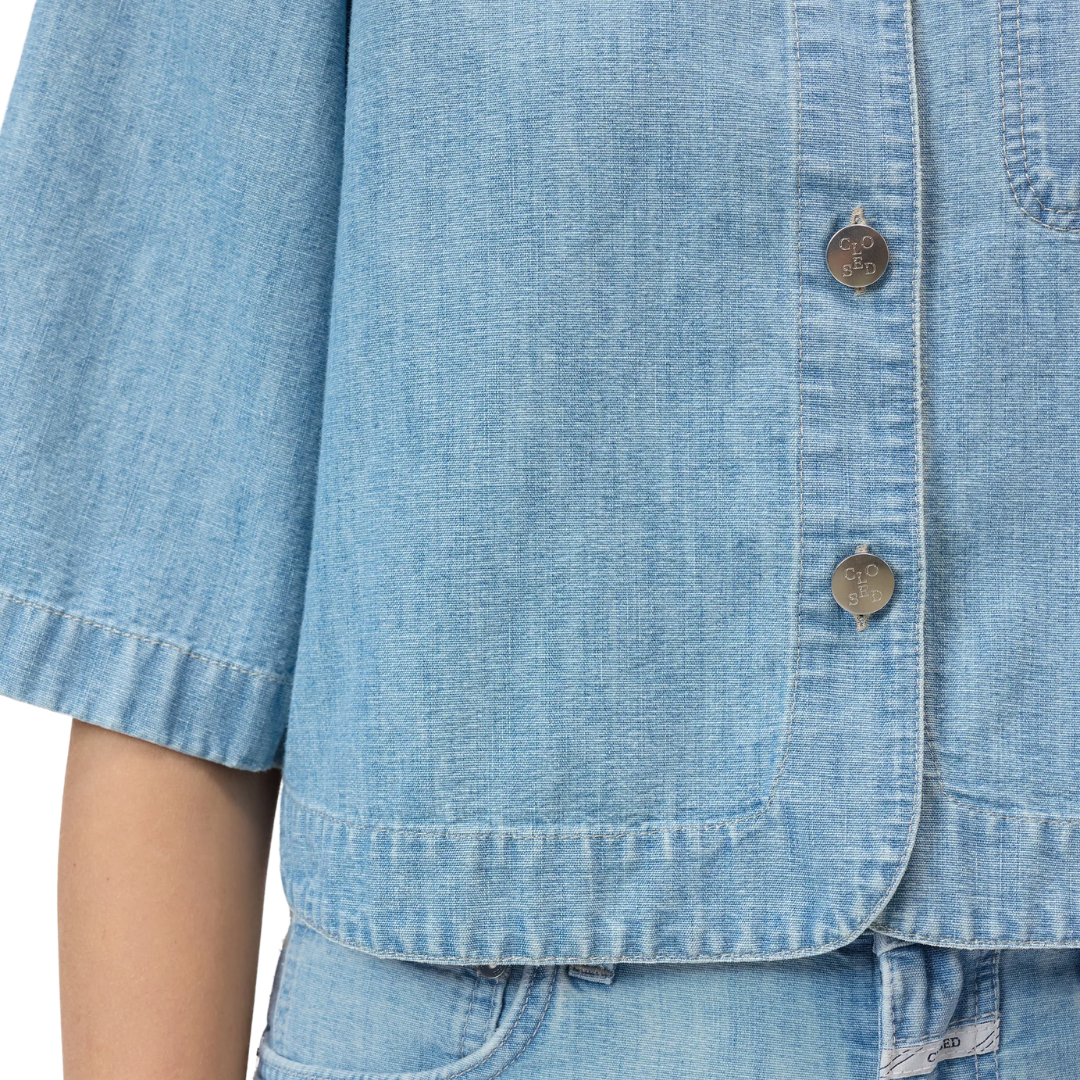 Boxy Denim Shirt in Light Blue