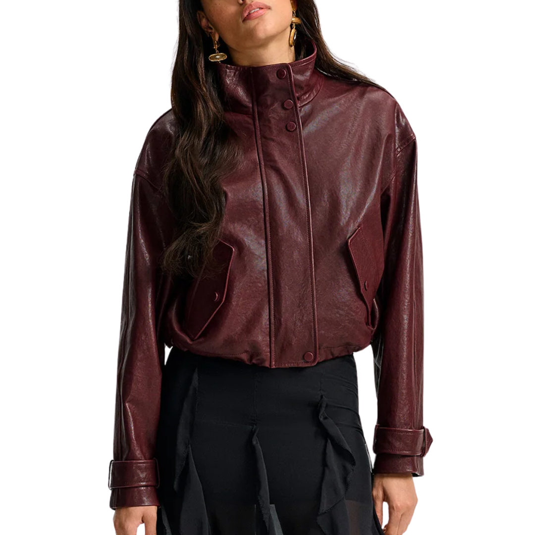 Bateman Leather Jacket in Raisin