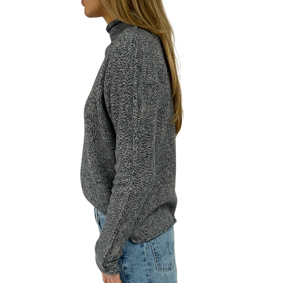 Monterey Roll Neck Sweater in Black Melange