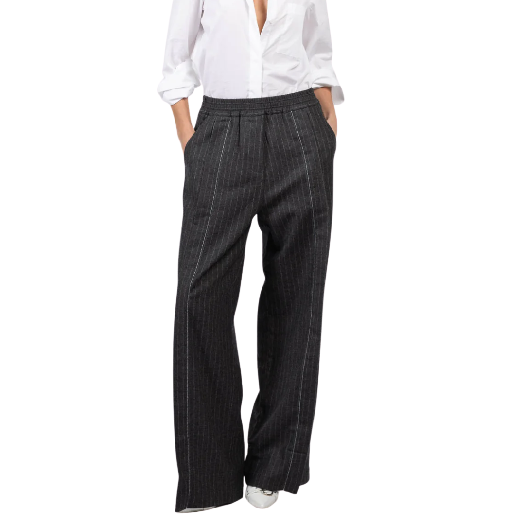 Pinstripe Soft Trousers in Graphite