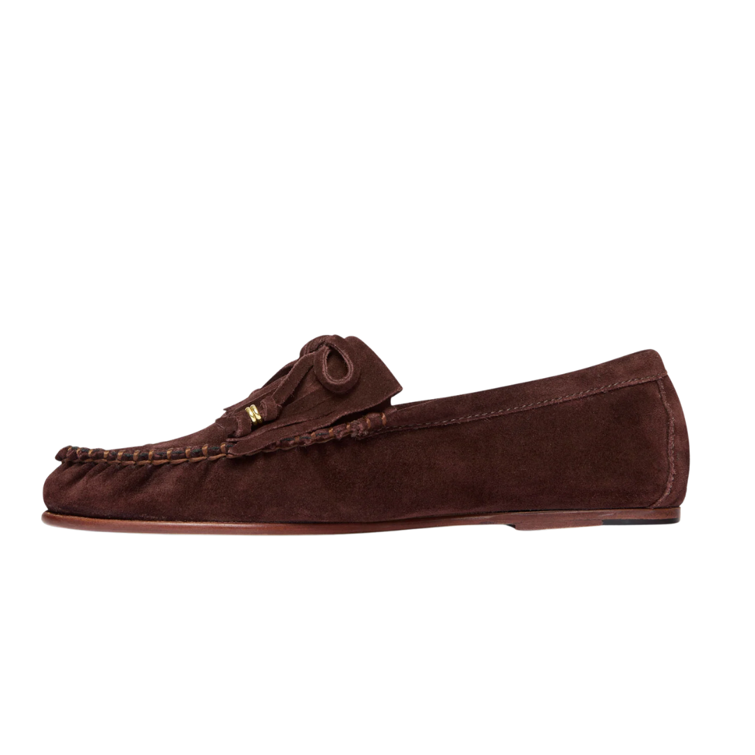 Celeste Fringe Loafer in Coffee Suede