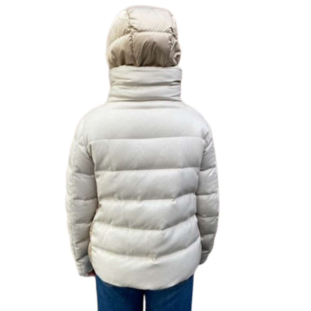 Down Puffy Silk/Cashmere Jacket in Chantilly