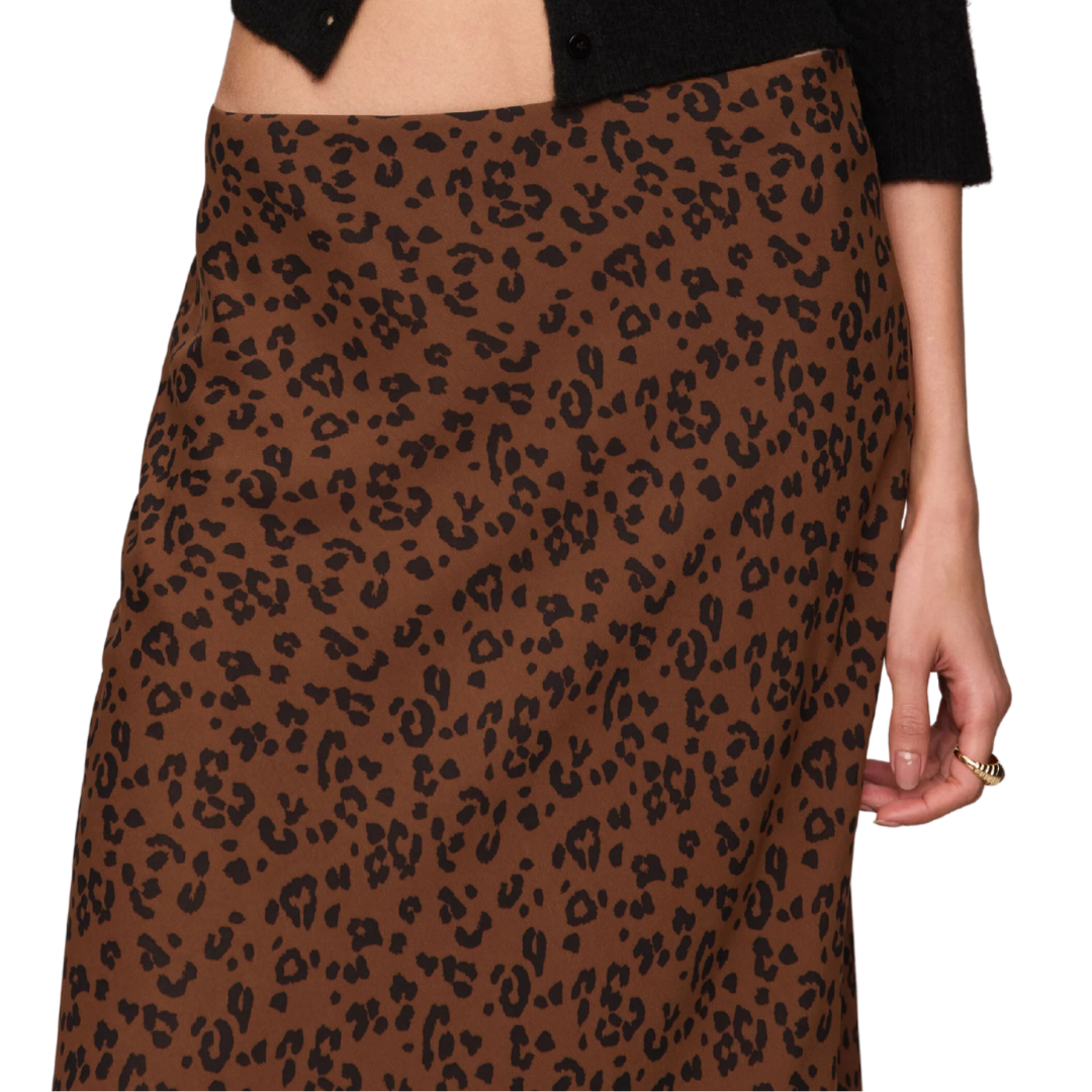 Europa Leopard Maxi Skirt in Burnt Umber