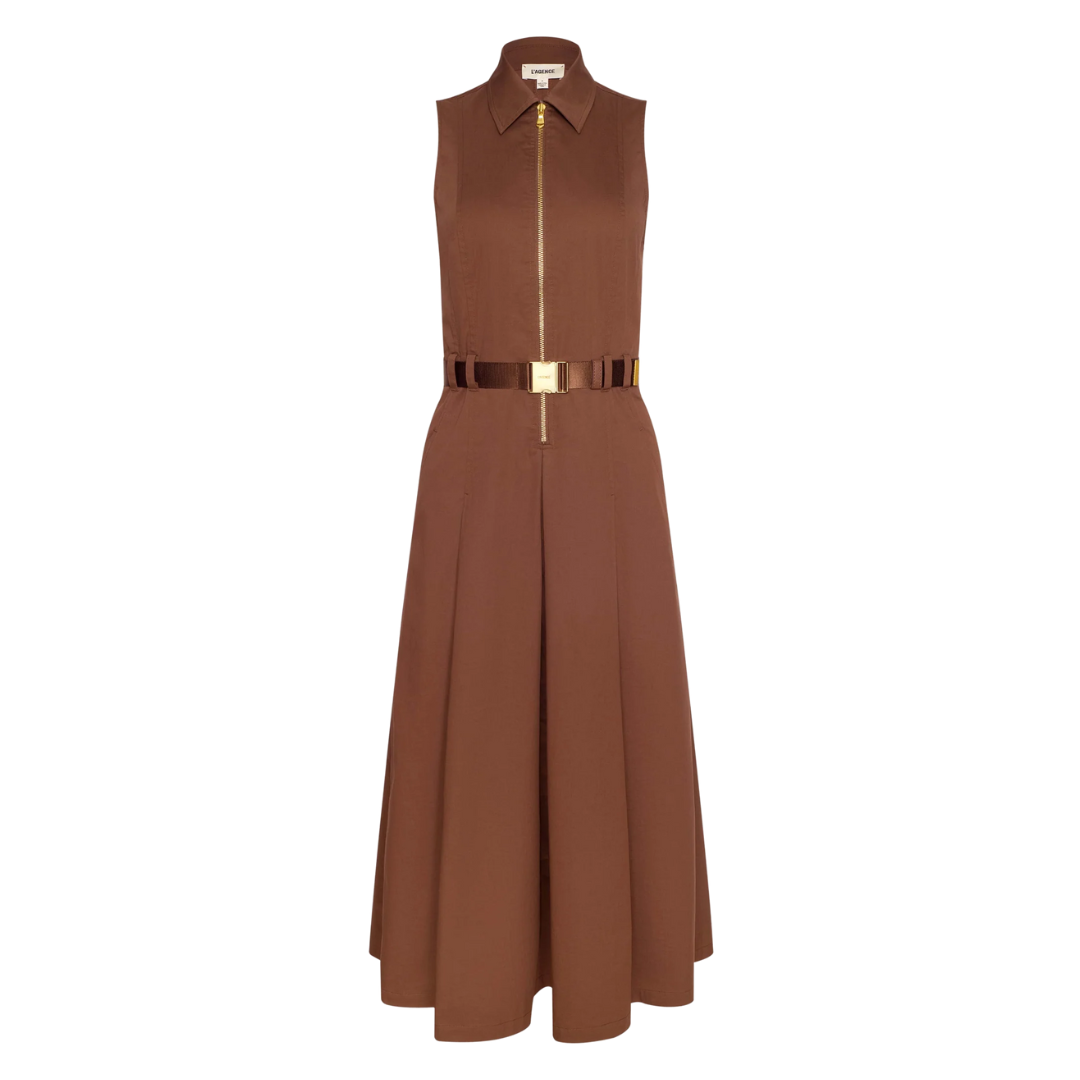 Kolton Midi Dress in Sepia Brown