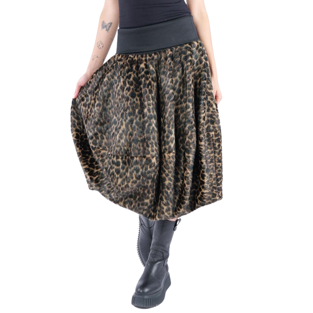 Leopard Fur Skirt in Leo Jacquard