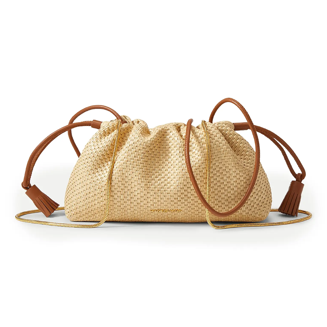 Small Raffia Stash Bag in Hazelwood/Natural