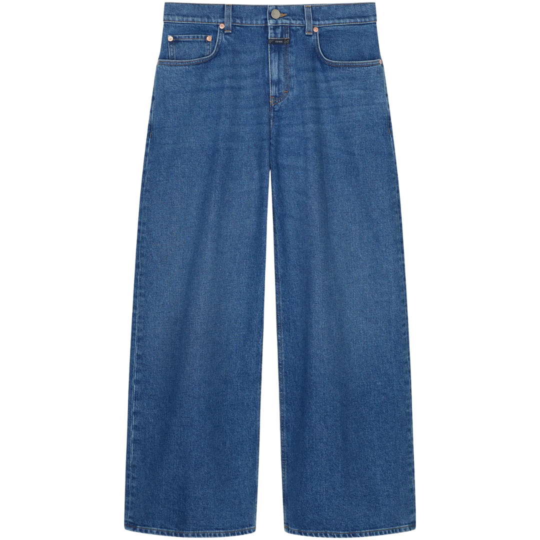 Jayla Wide Jeans in Mid Blue