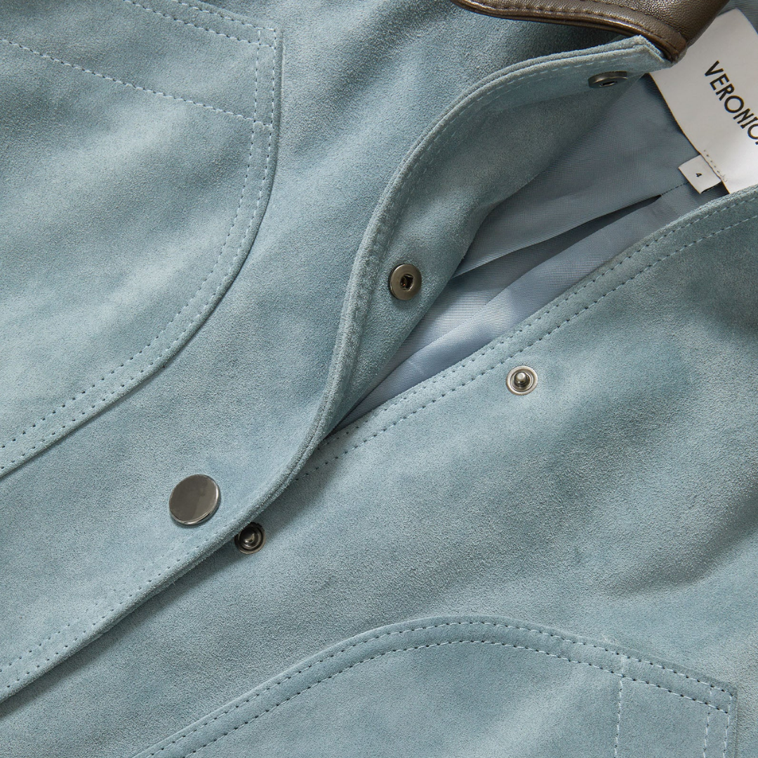 Walters Suede Jacket in Blue Steel