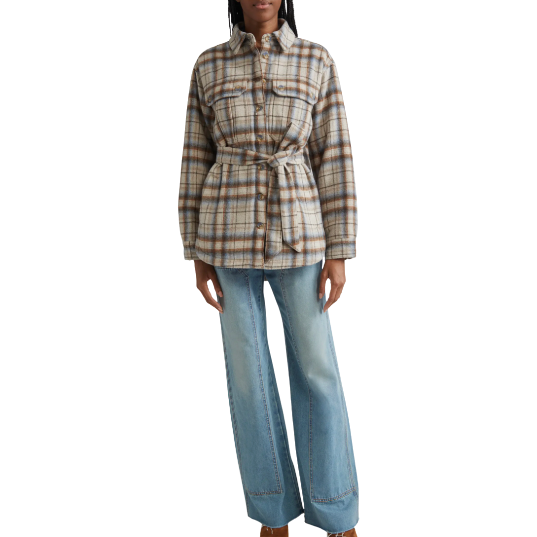 Mikaela Plaid Shacket in Whisky Multi