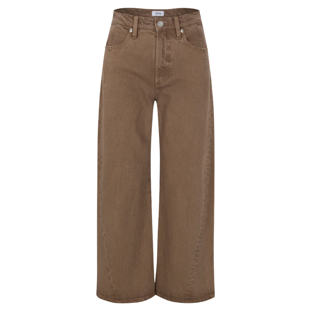 Kyra High Rise Bowed Wide Leg in Tannin