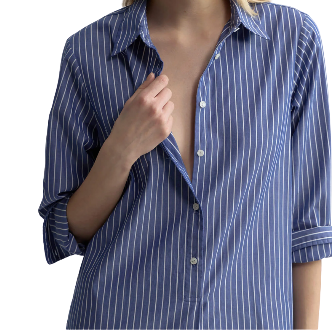Mina Dress in Dark Navy/White Stripe