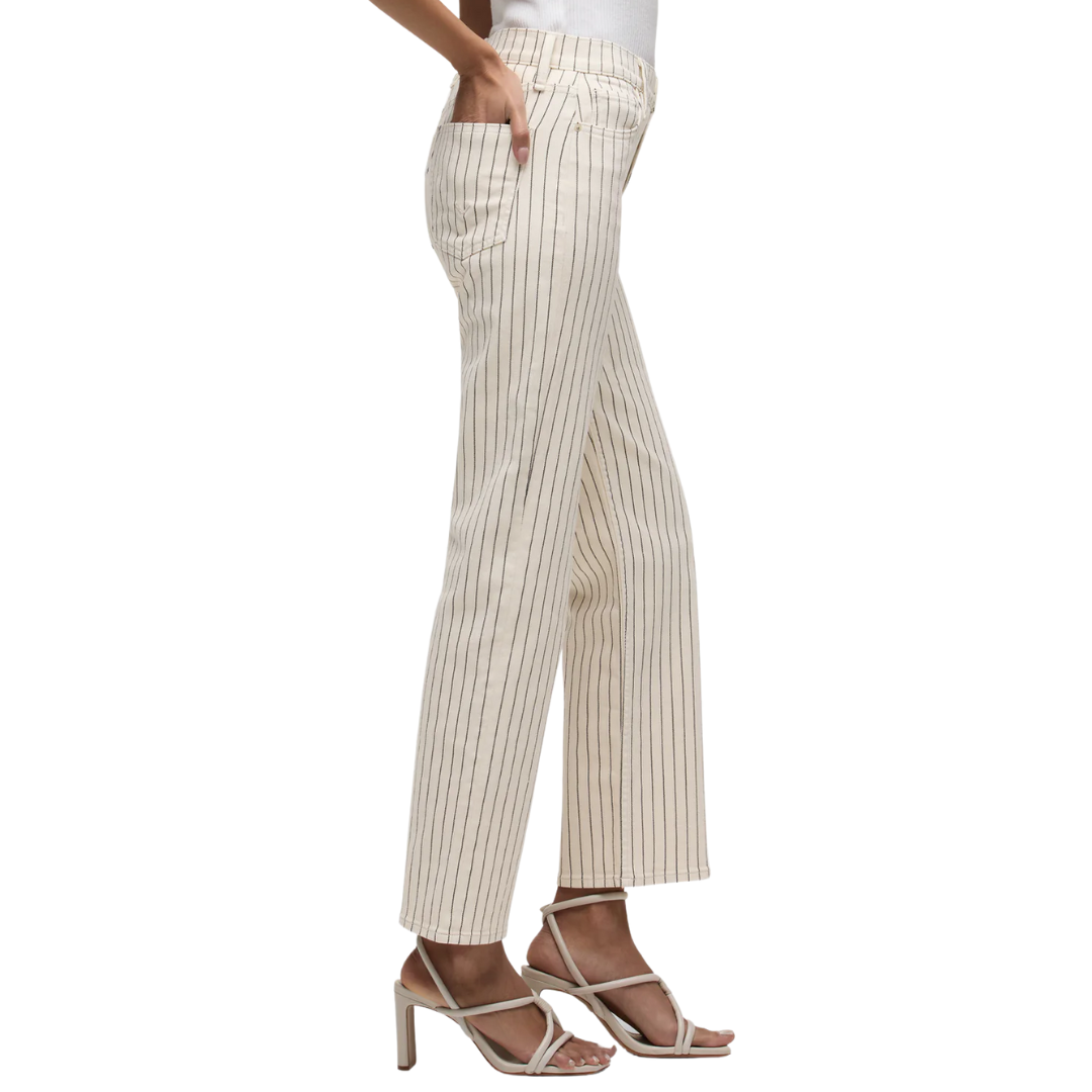 Remi High-Rise Straight Pant in Ecru Stripe