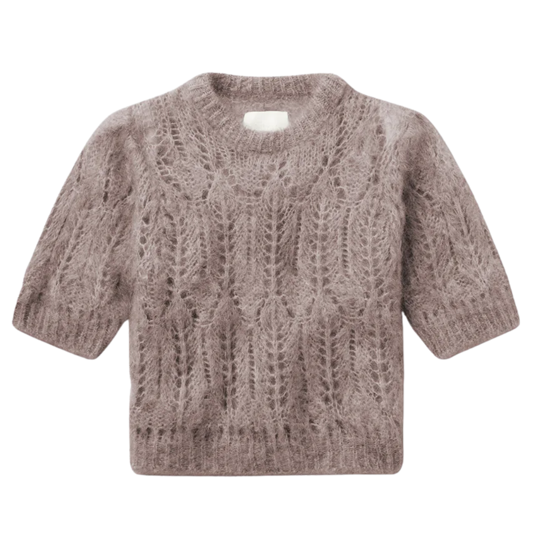 Odette Puff Sleeve Sweater in Mushroom