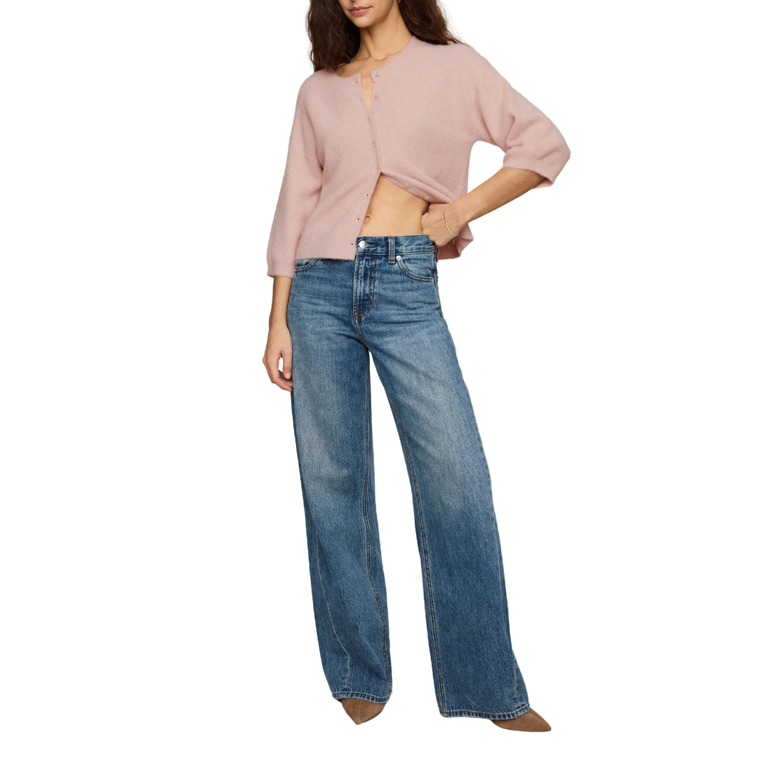 Valor Short Sleeve Cardigan in Soft Blush