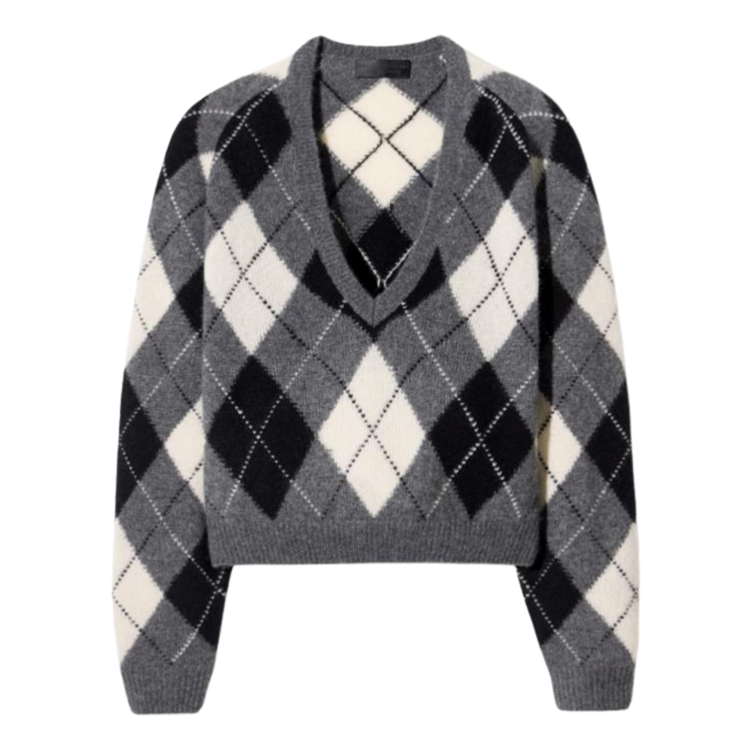 Feron Argyle Sweater in Charcoal Argyle