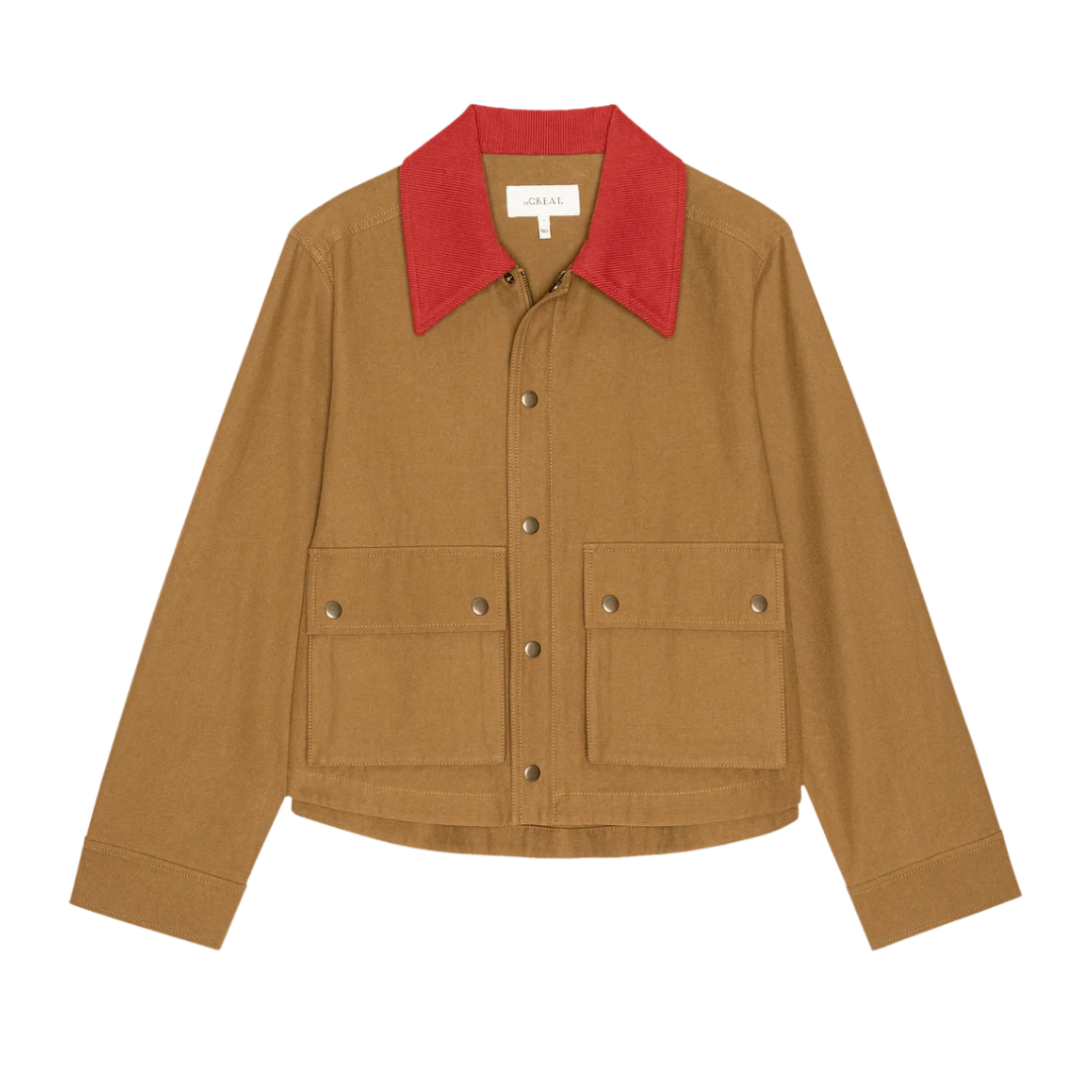 The Swingy Jacket in Rust With Bright Red