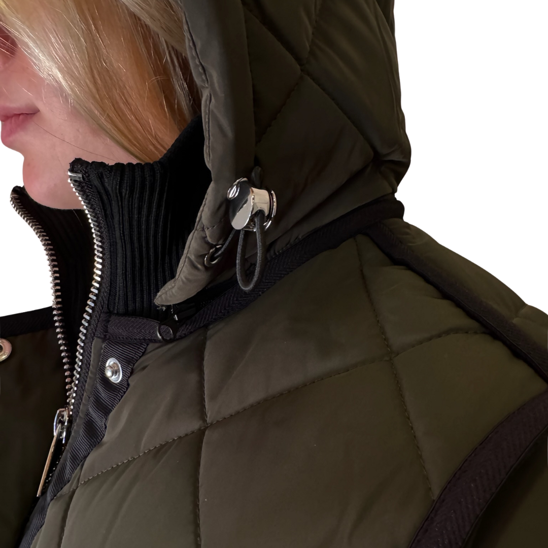 Libby Quilted Coat in Forest Green