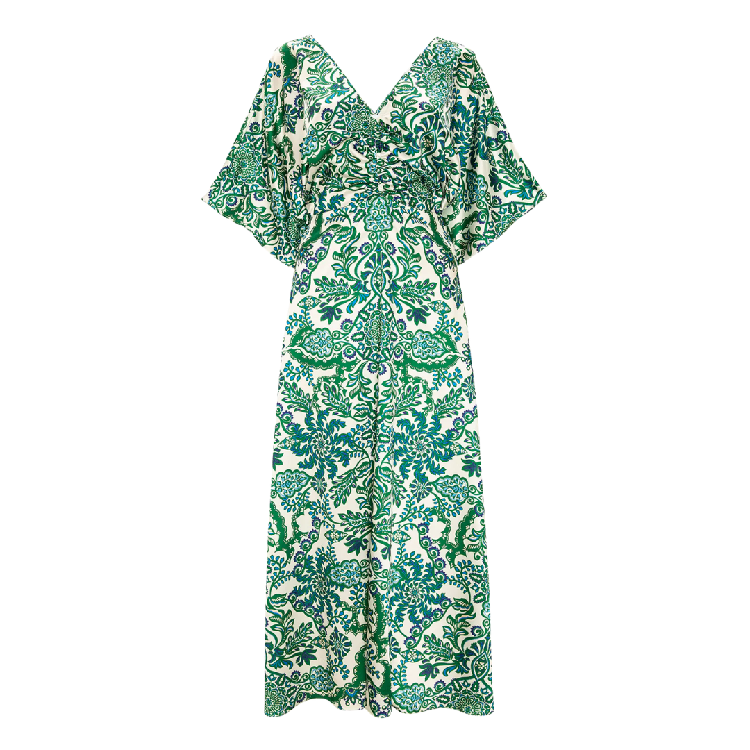 Zania Dress in Reflective Botanical