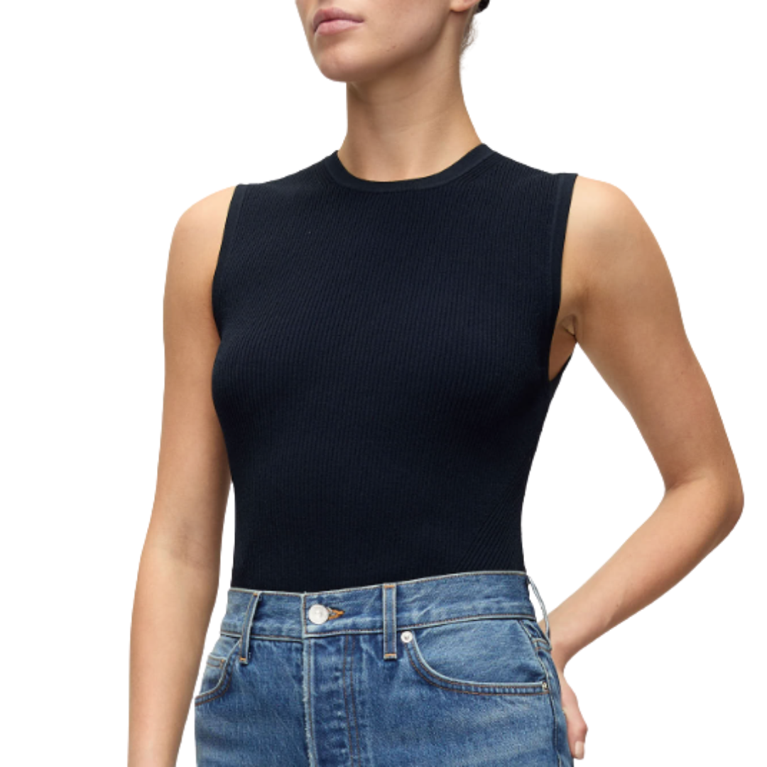 Sid Crew-Neck Knit Tank Top in Navy