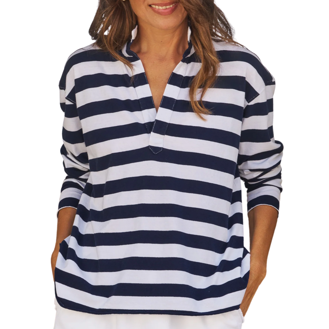 Patrick Popover Henley in Nautical Stripe