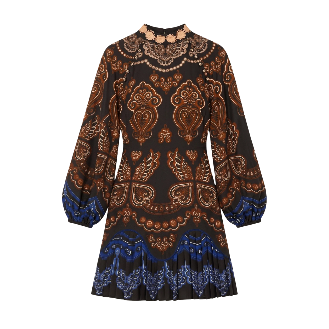 Nicole Ruffled Long Sleeve Mini Dress in Black