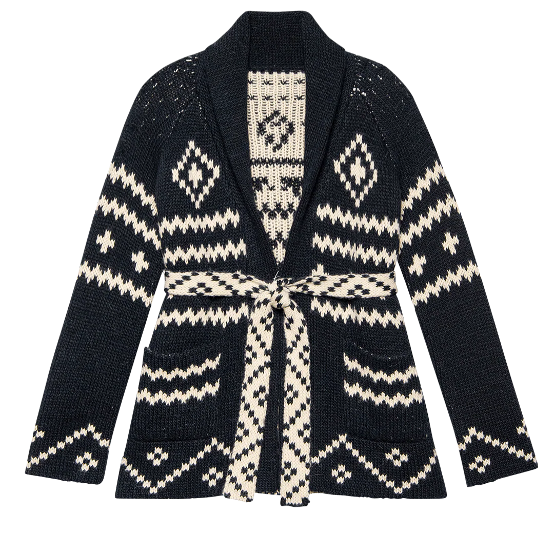 Reversible Shepherd Cardigan in Navy and Cream