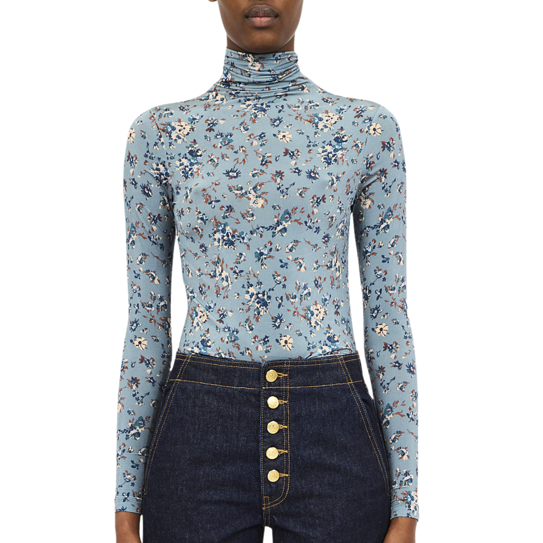 Aurelia Long Sleeve Jersey Top in Celeste Floral