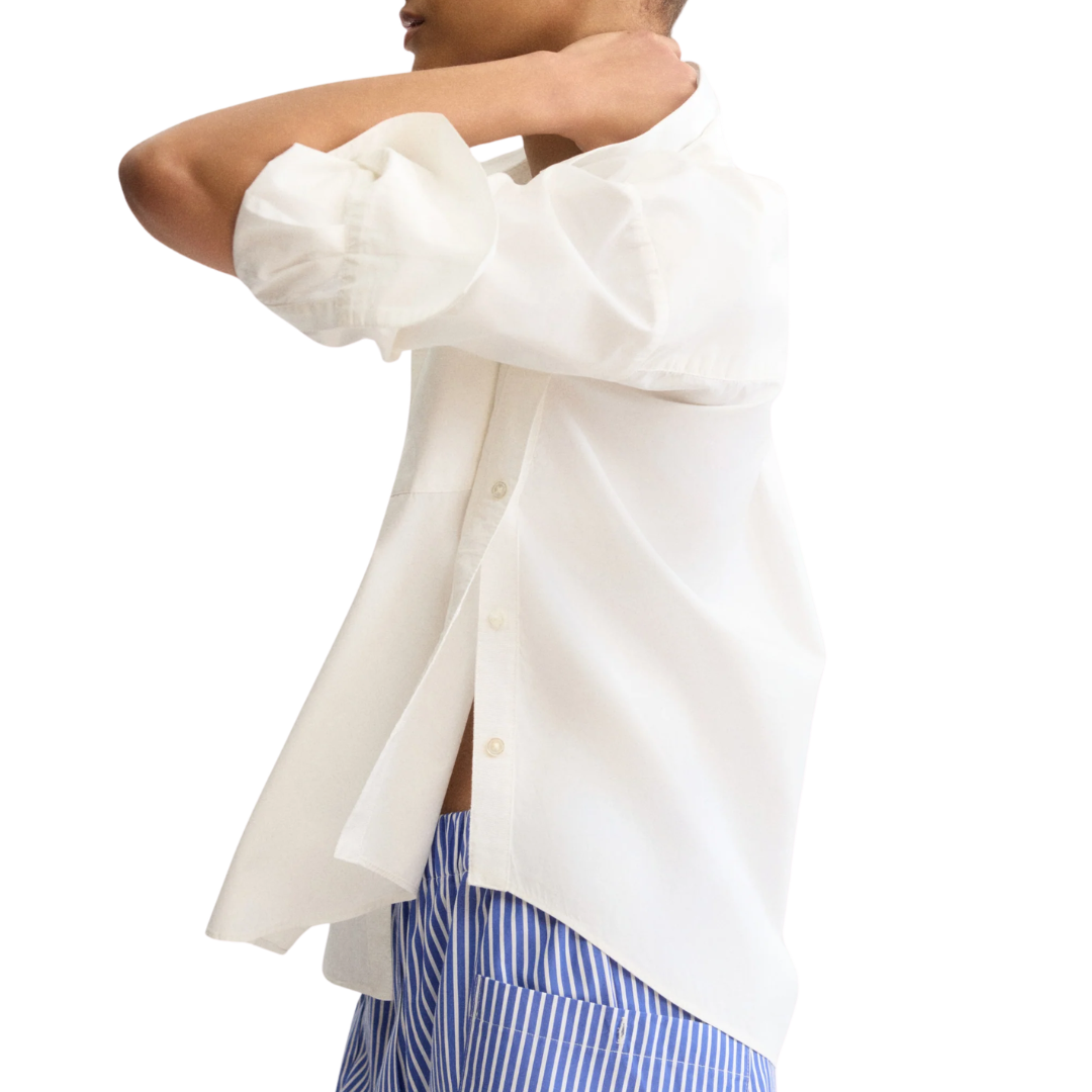 Watts Side Button Shirt in White