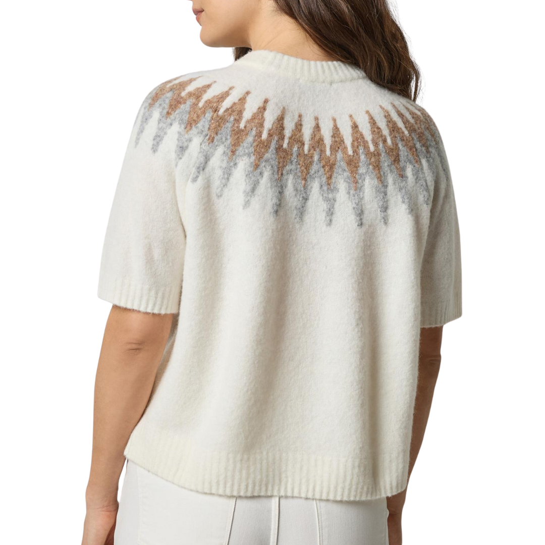 Short Sleeve Fairisle Sweater in Winter White