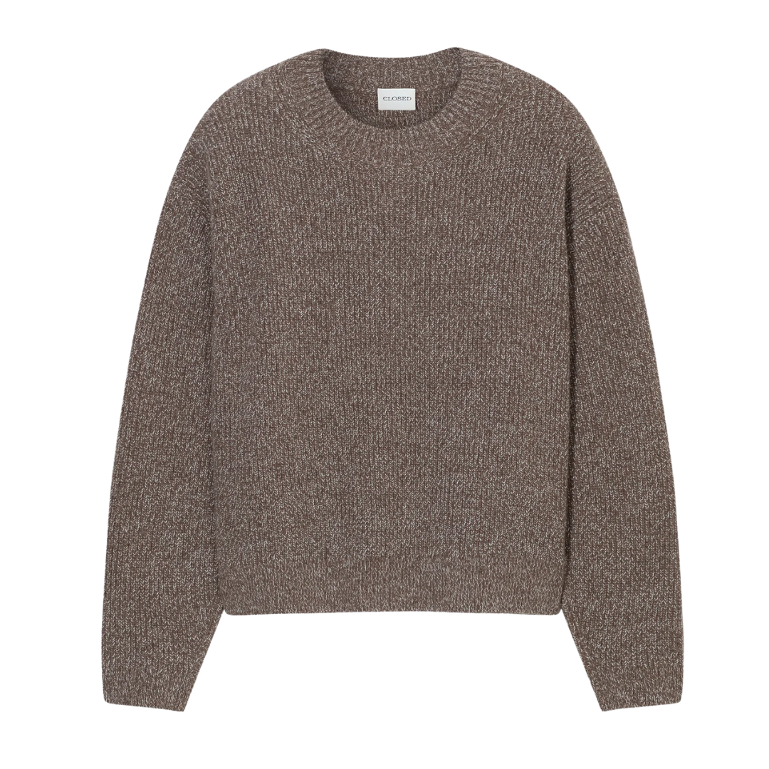 Wool-Blend Crewneck Jumper in Hazel Beige