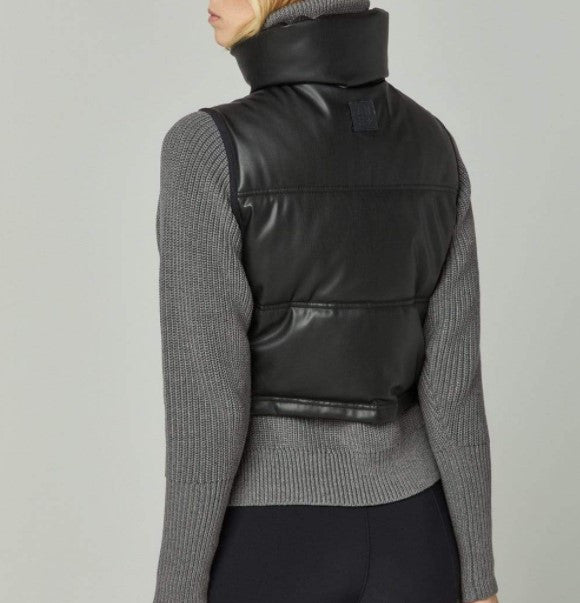 La Vitesse Cropped Vest in Leather-Like Black