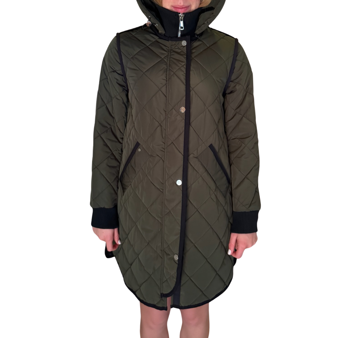 Libby Quilted Coat in Forest Green