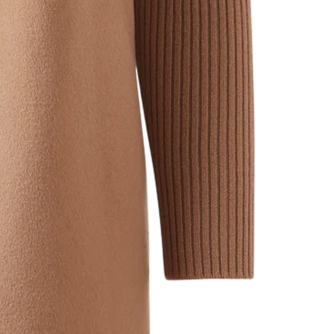 Rib Sleeve Coat in Camel