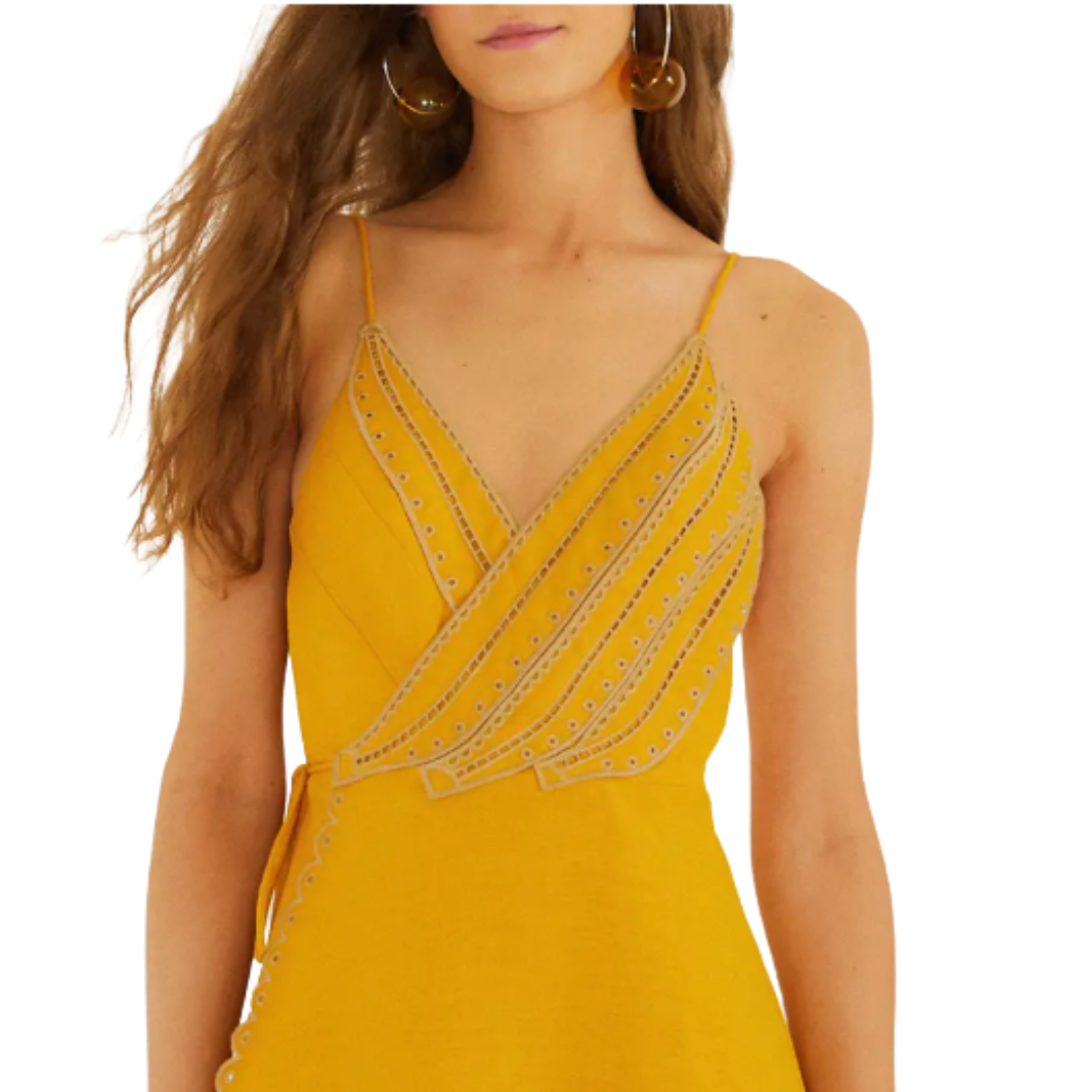 Bananas Maxi Wrap Dress in Yellow