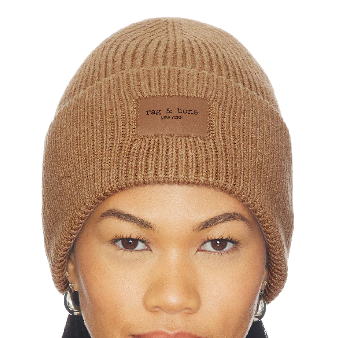 Blake Rib-Knit Beanie in Camel