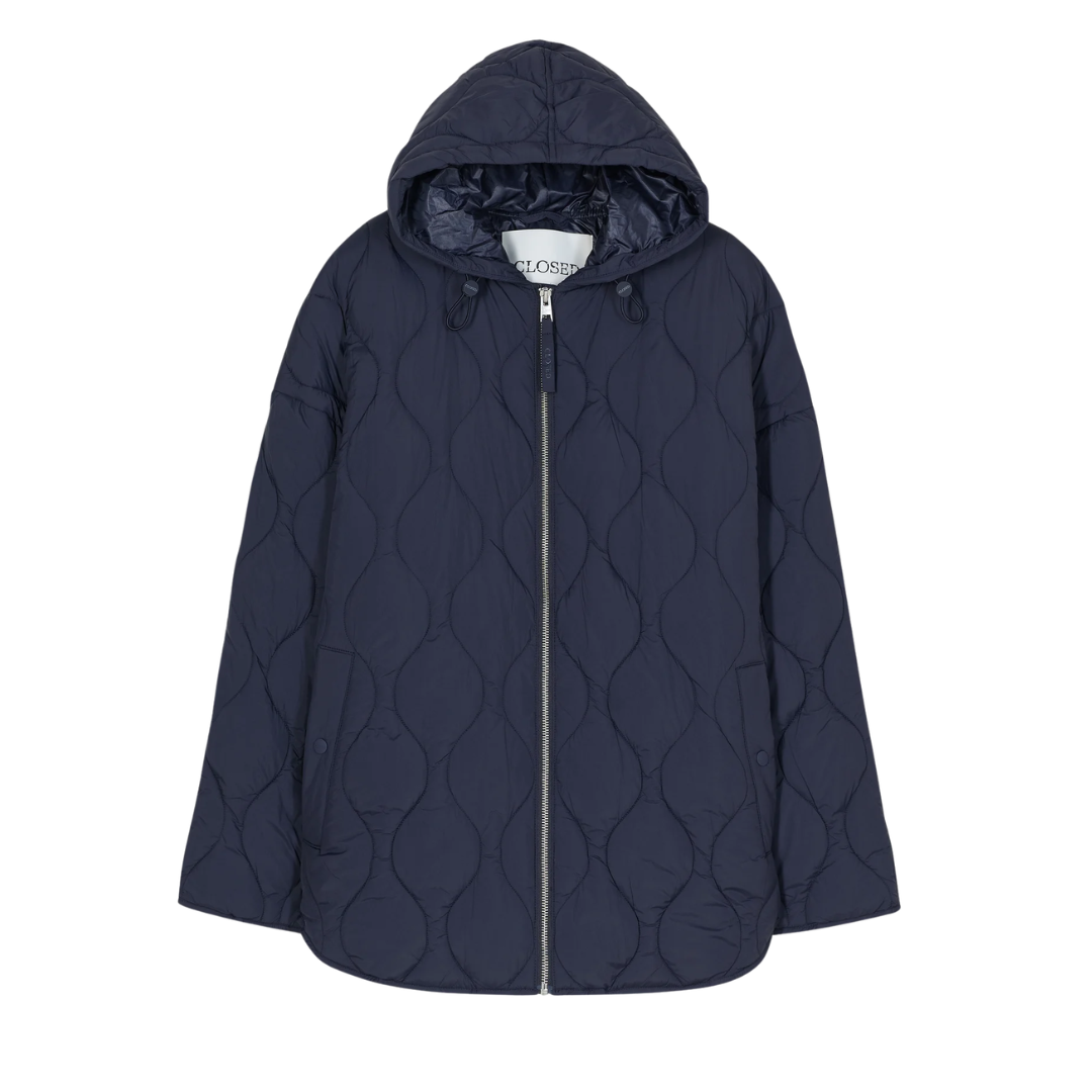 Quilted Jacket with Hood in Dark Night