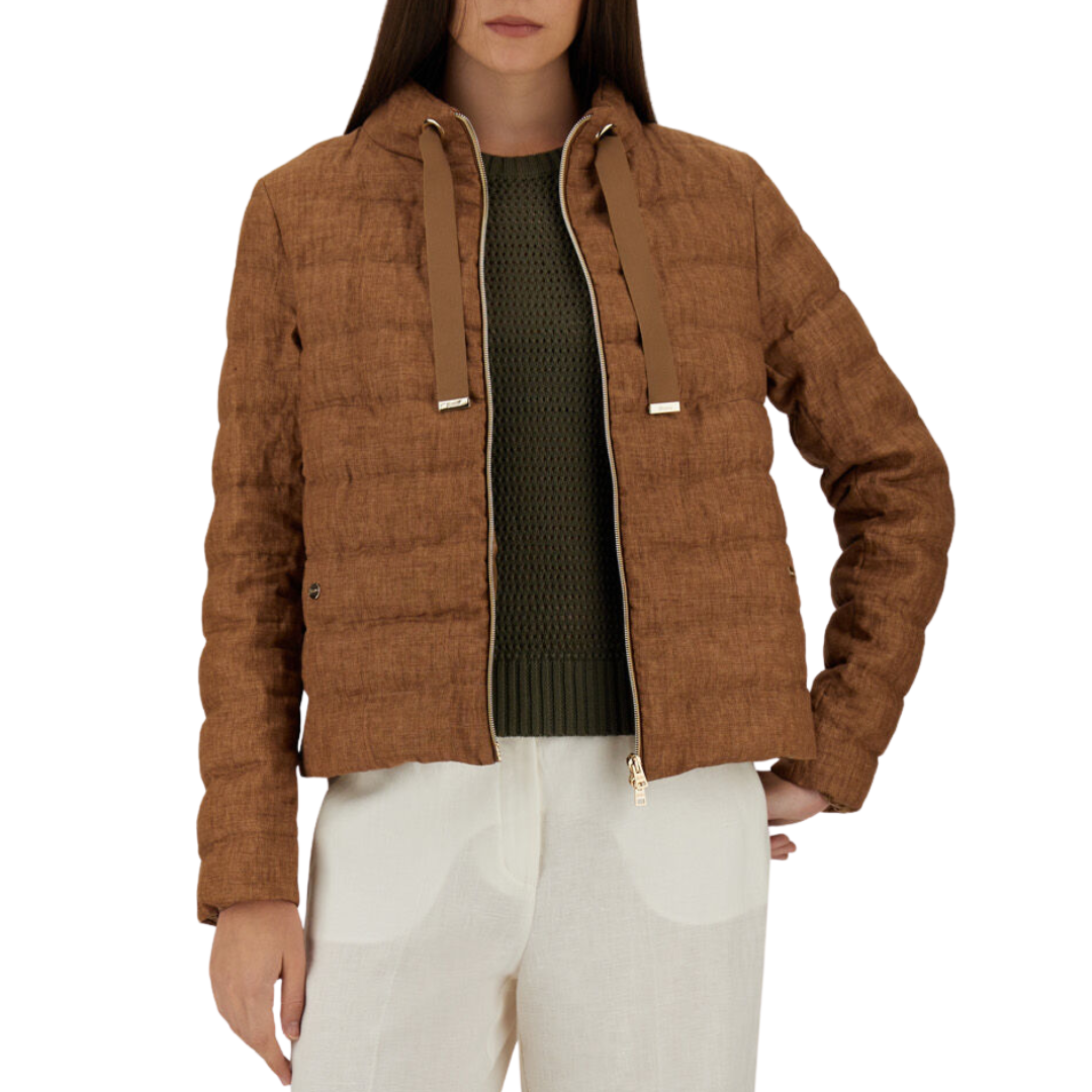 Jacket In New Linen in Tobacco