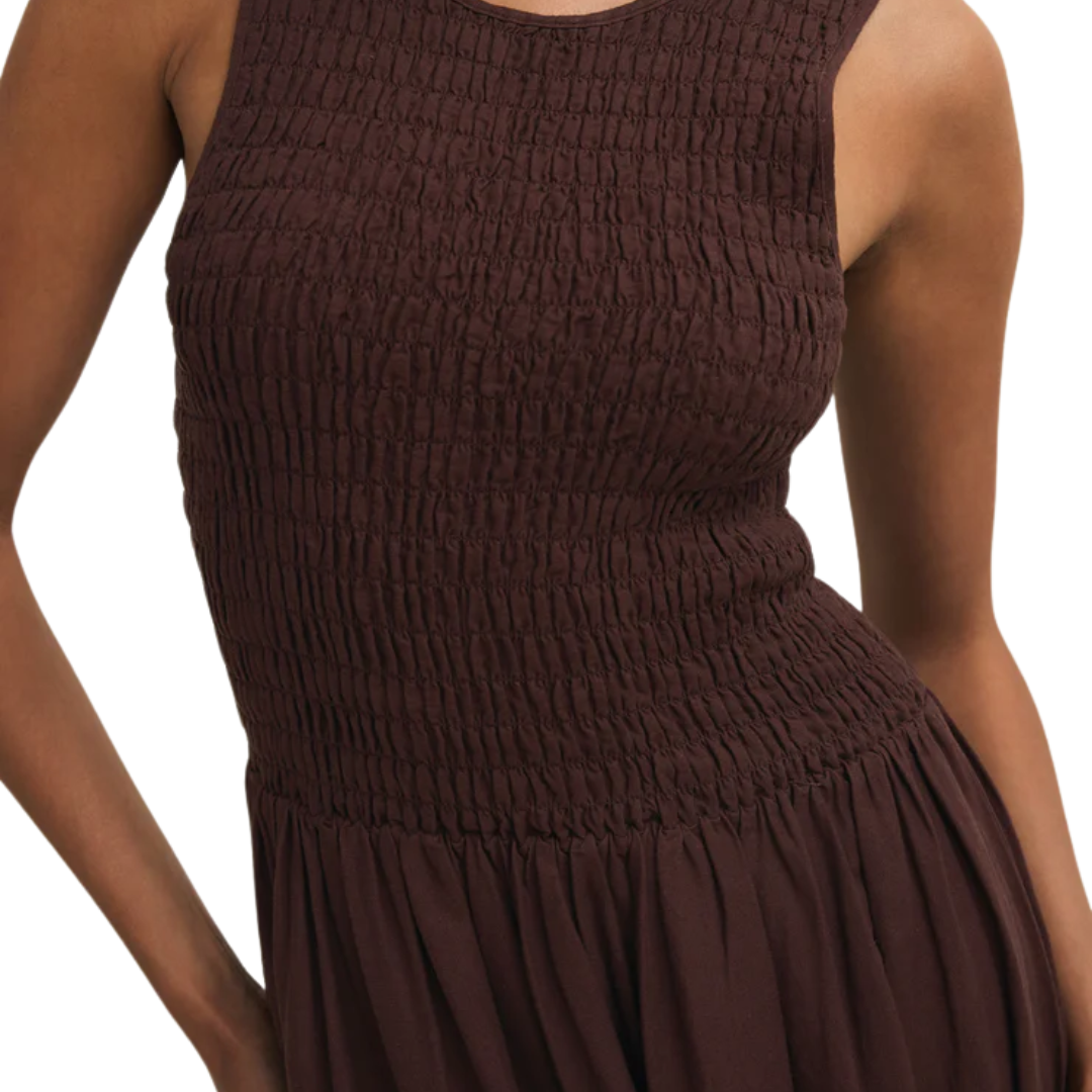 Z Supply Juniper Linen Maxi Dress in Chocolate Cherry