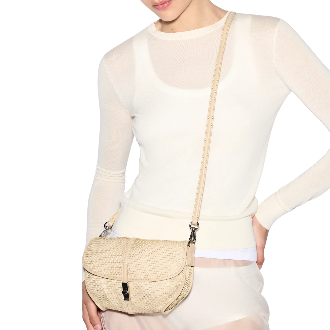 Small Astor Convertible Clutch in Buff Mesh