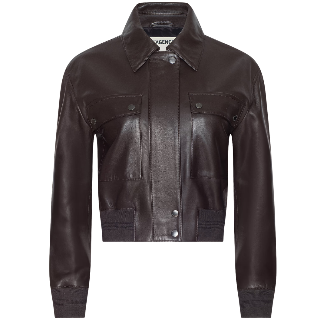 Clotilde Leather Jacket in Brunette