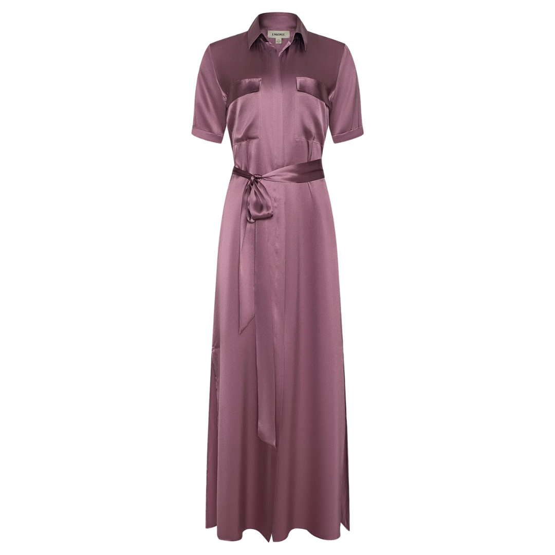 Klement Silk Shirt Dress in Dusky Orchid