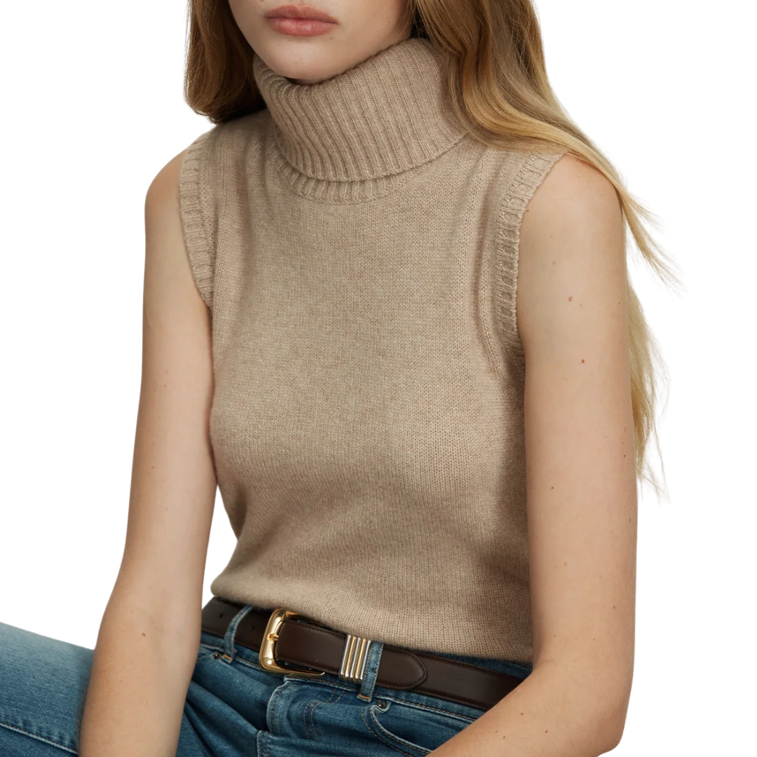 Mazzy Cashmere Sleeveless Sweater in Oatmeal