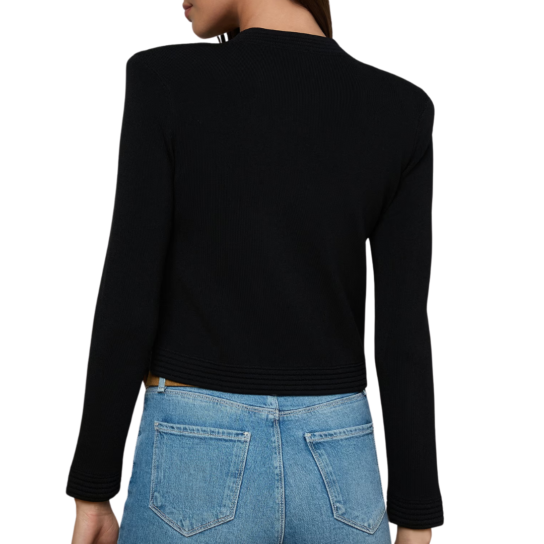 Patsy Cropped Cardigan in Black/Gold