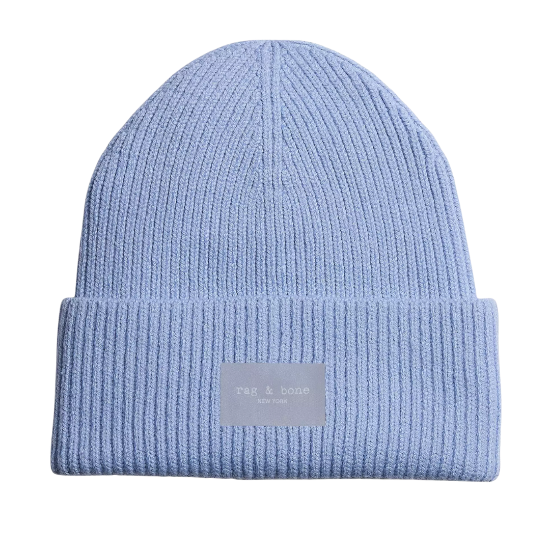 Blake Rib-Knit Beanie in Light Blue