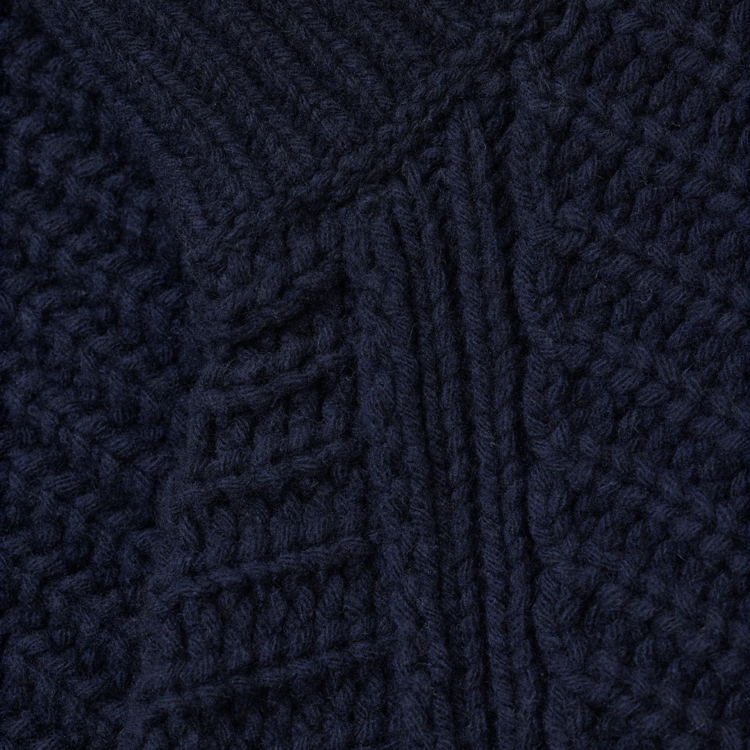 Wool Cardigan With Zip in Dark Night