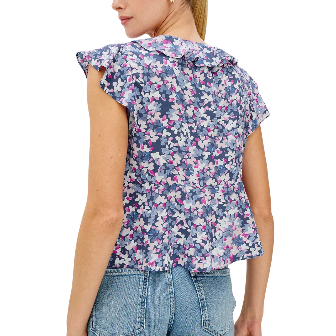 Carmine Top in Blue Blossom